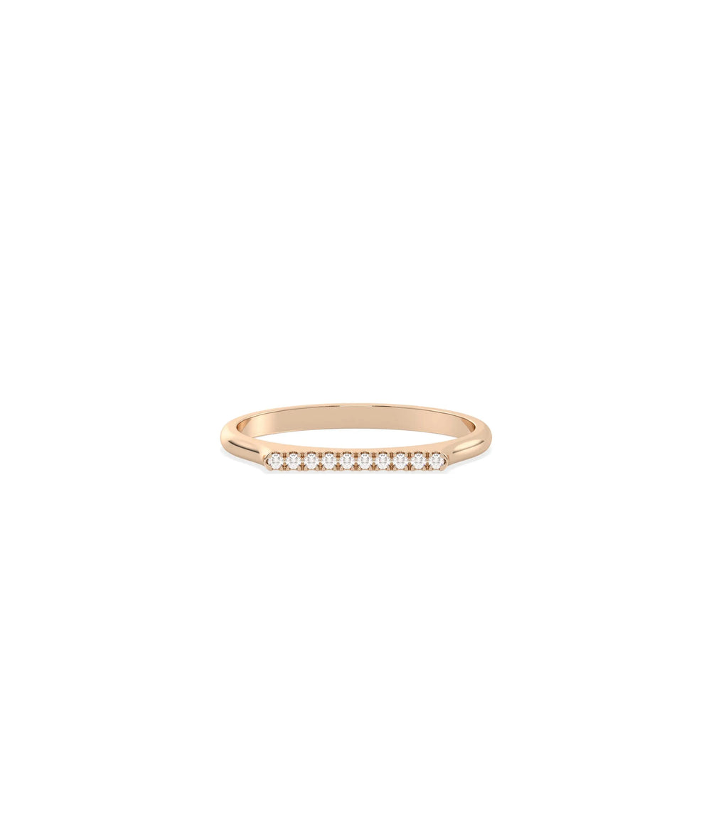 Rose gold Diamond Table Top Band Ring featuring modern table top setting