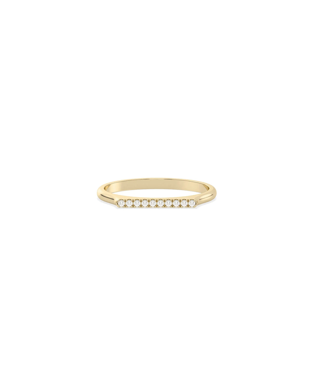 Diamond Table Top Band Ring in yellow gold showing flush-set diamonds on sleek band