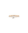 Rose gold Solitaire Diamond Band Ring with brilliant center diamond and band accents