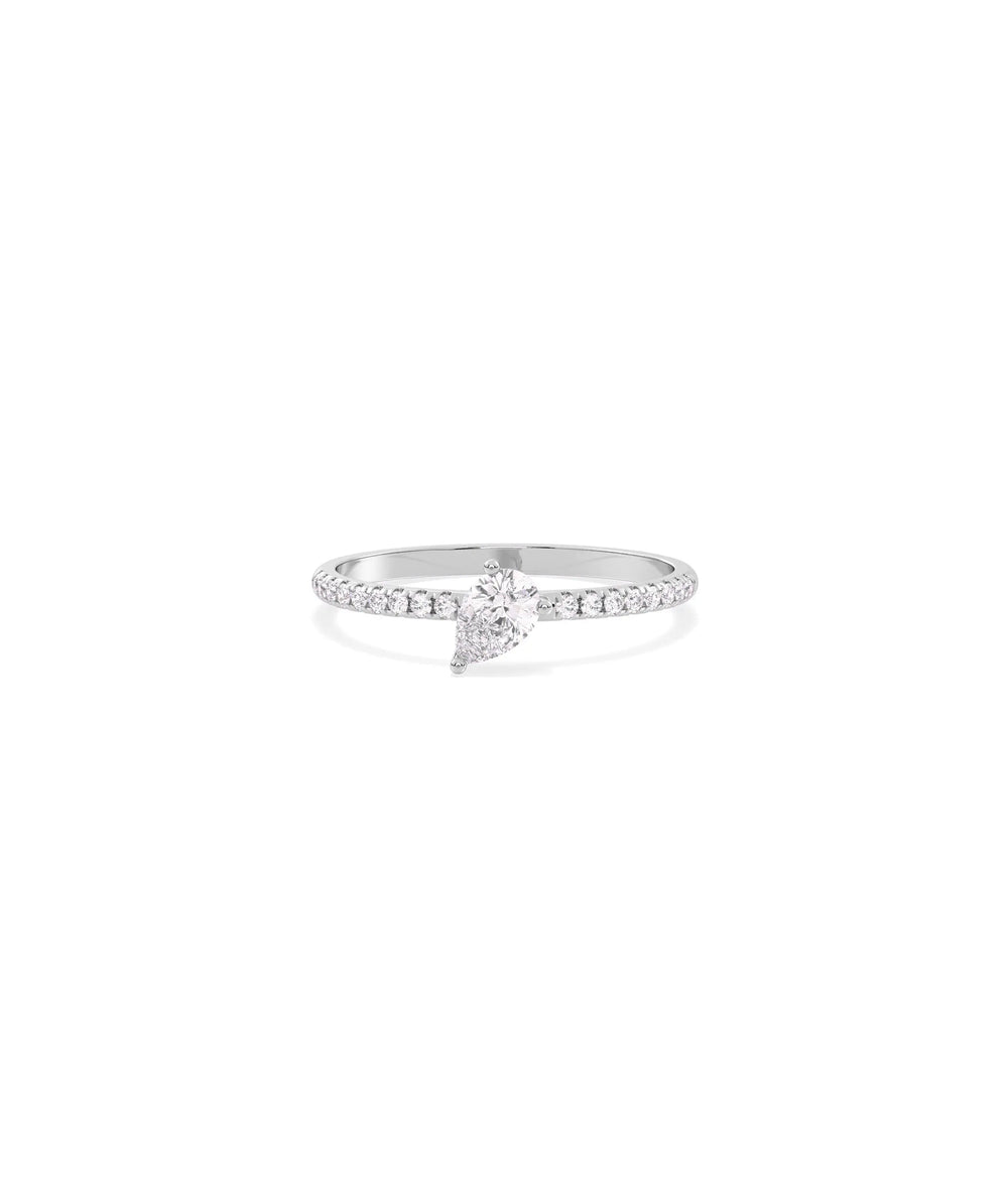 Solitaire Diamond Band Ring in white gold featuring classic solitaire with accent sparkle