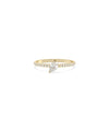 Solitaire Diamond Band Ring in yellow gold with center diamond and accents