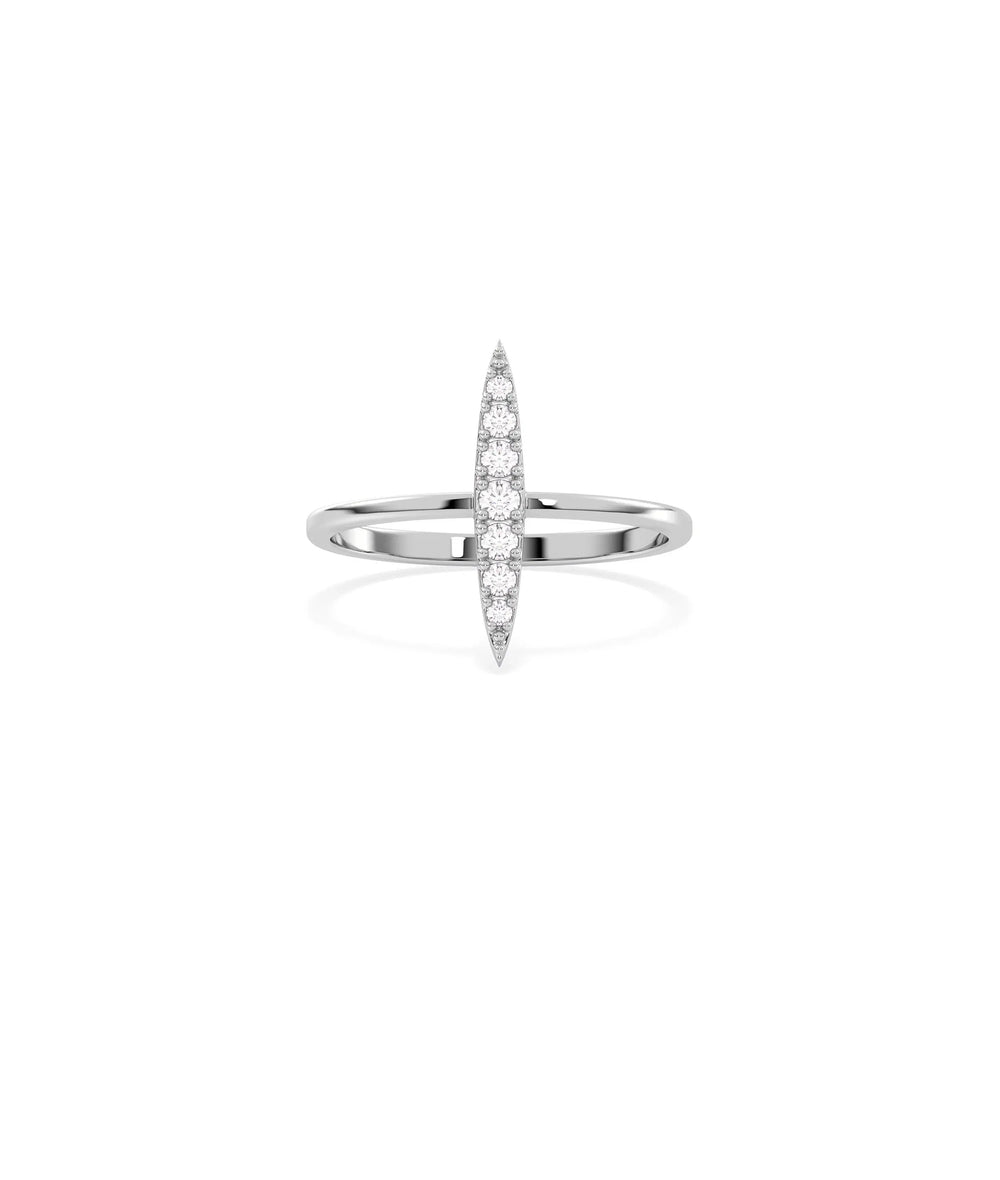 Diamond Pave Marquise Design Ring in white gold featuring elongated pave marquise