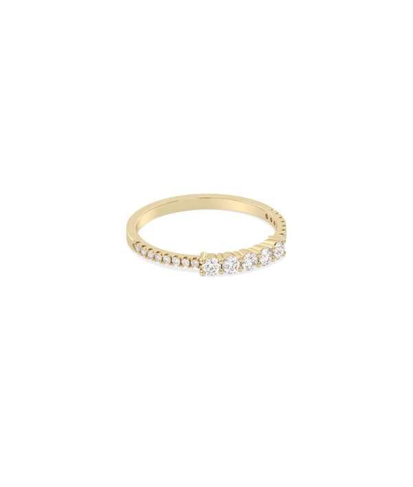 Side view of 5 Stone Diamond Band Ring showing 1.7mm width and stone spacing alternate view