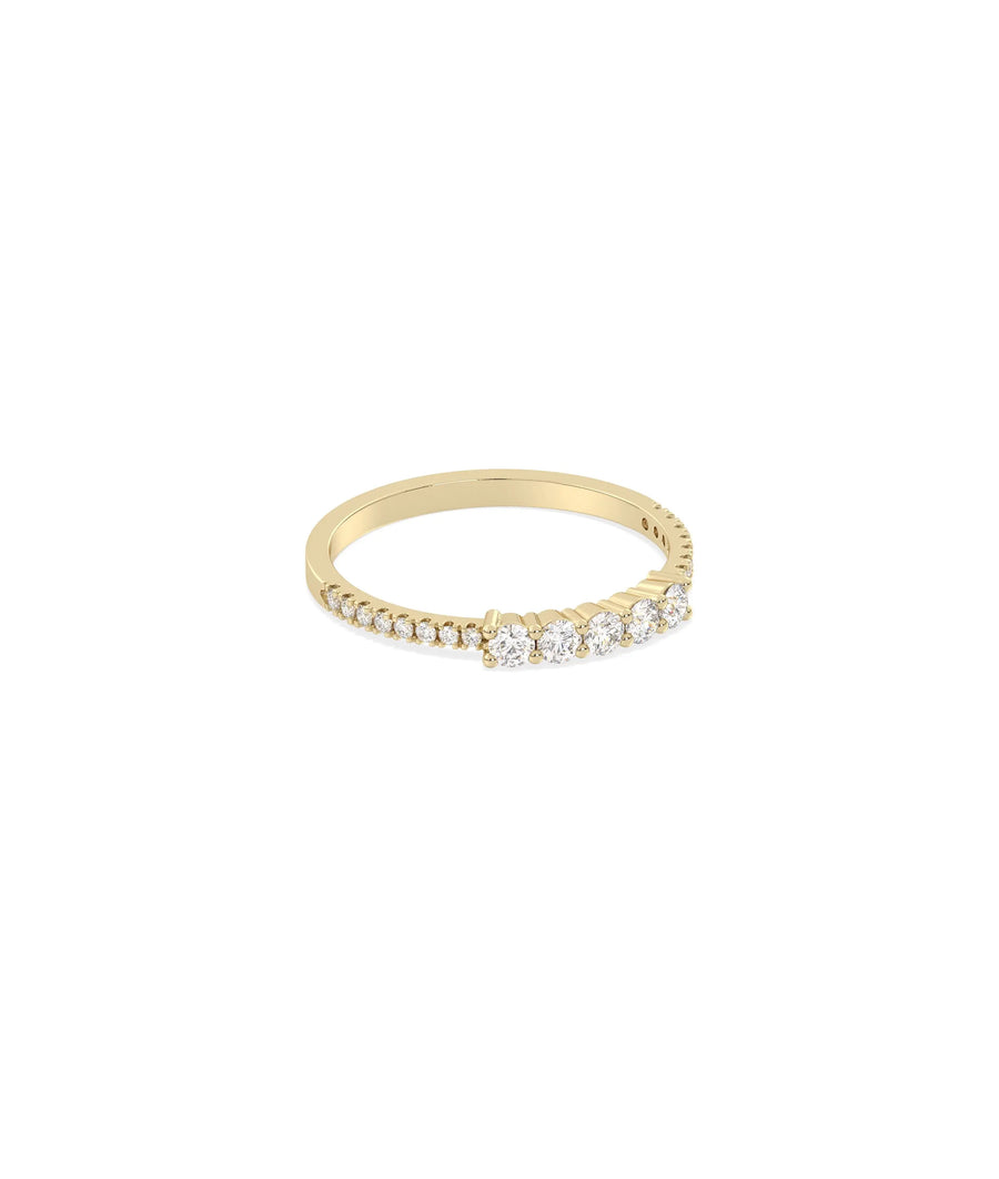Side view of 5 Stone Diamond Band Ring showing 1.7mm width and stone spacing