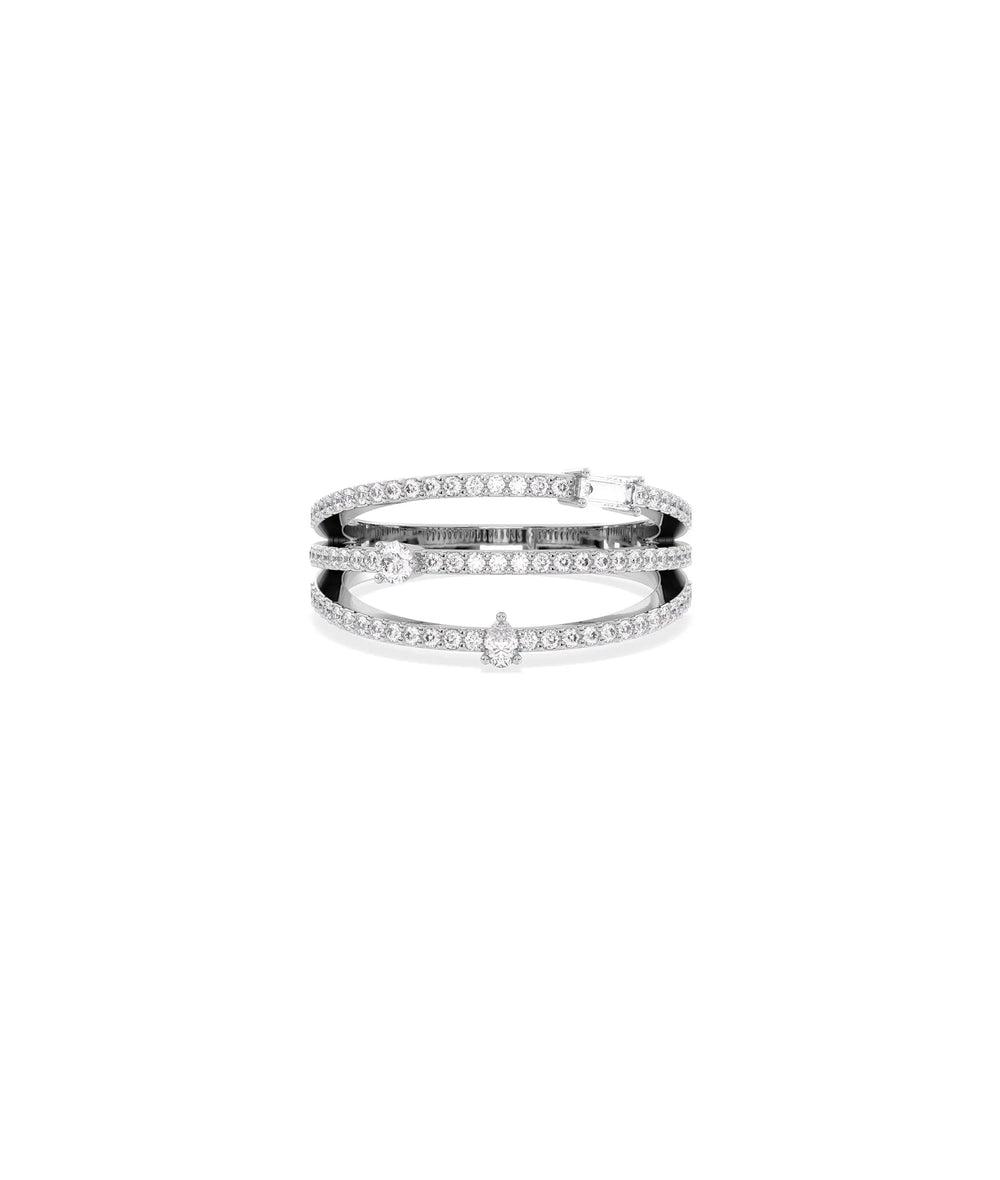 3 Row Diamond Band Ring in white gold featuring three-row sparkle coverage