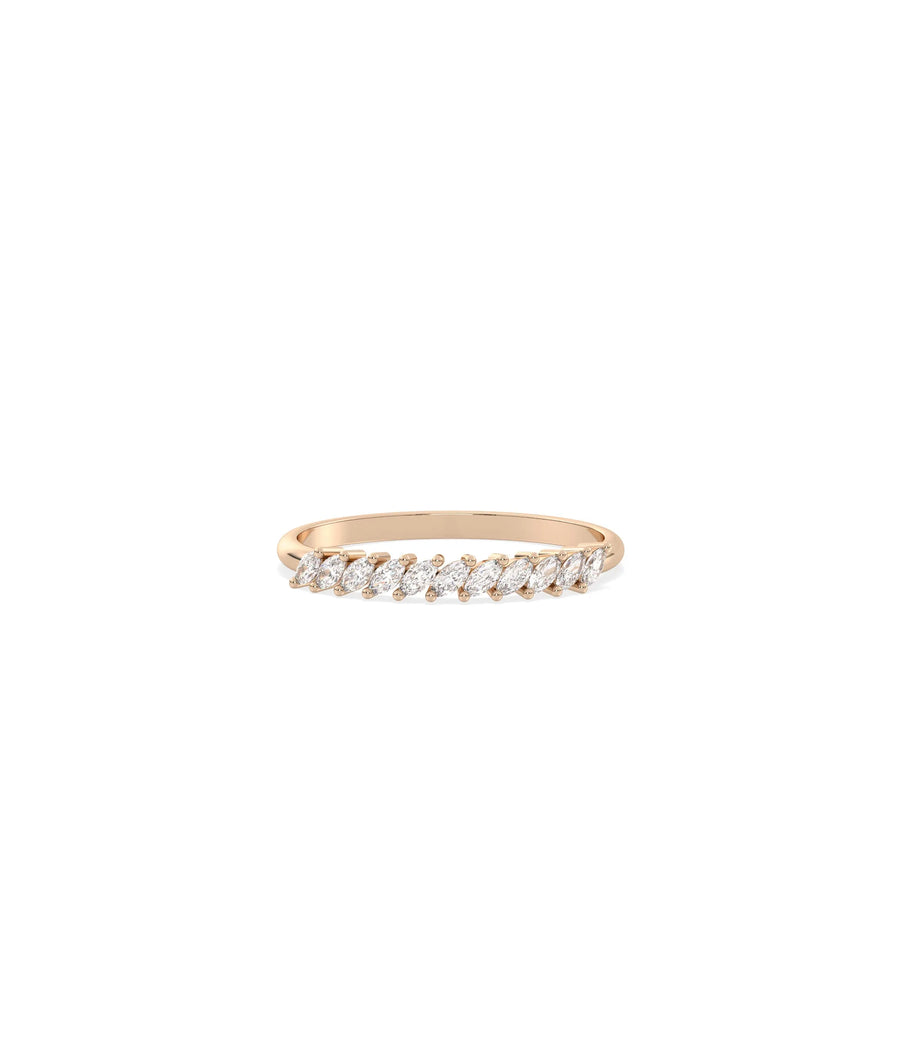 Rose gold Marquise Diamond Band Ring with elegant pointed marquise diamonds