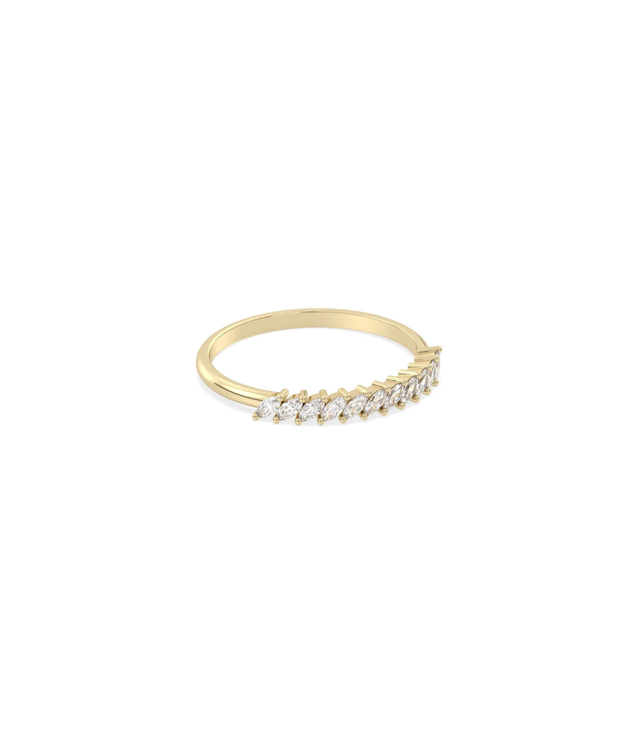 Side view of Marquise Diamond Band Ring showing 1.2mm width and marquise detail