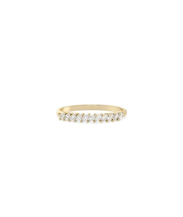 Marquise Diamond Band Ring in yellow gold with elongated marquise diamonds