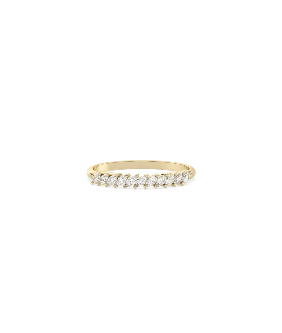 Marquise Diamond Band Ring in yellow gold with elongated marquise diamonds