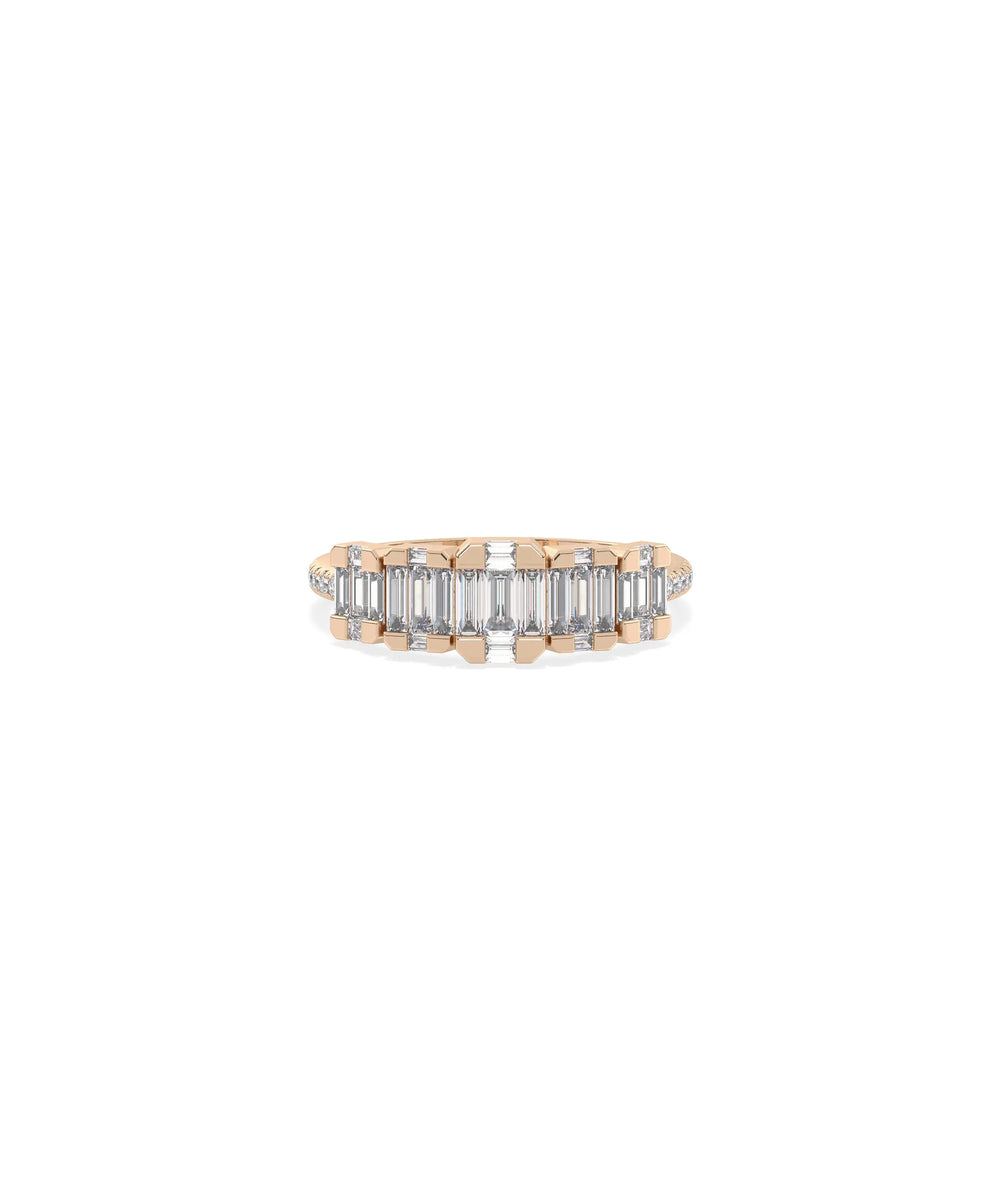 Rose gold Diamond Illusion Set Band Ring featuring mixed-cut diamonds with reflective mounting