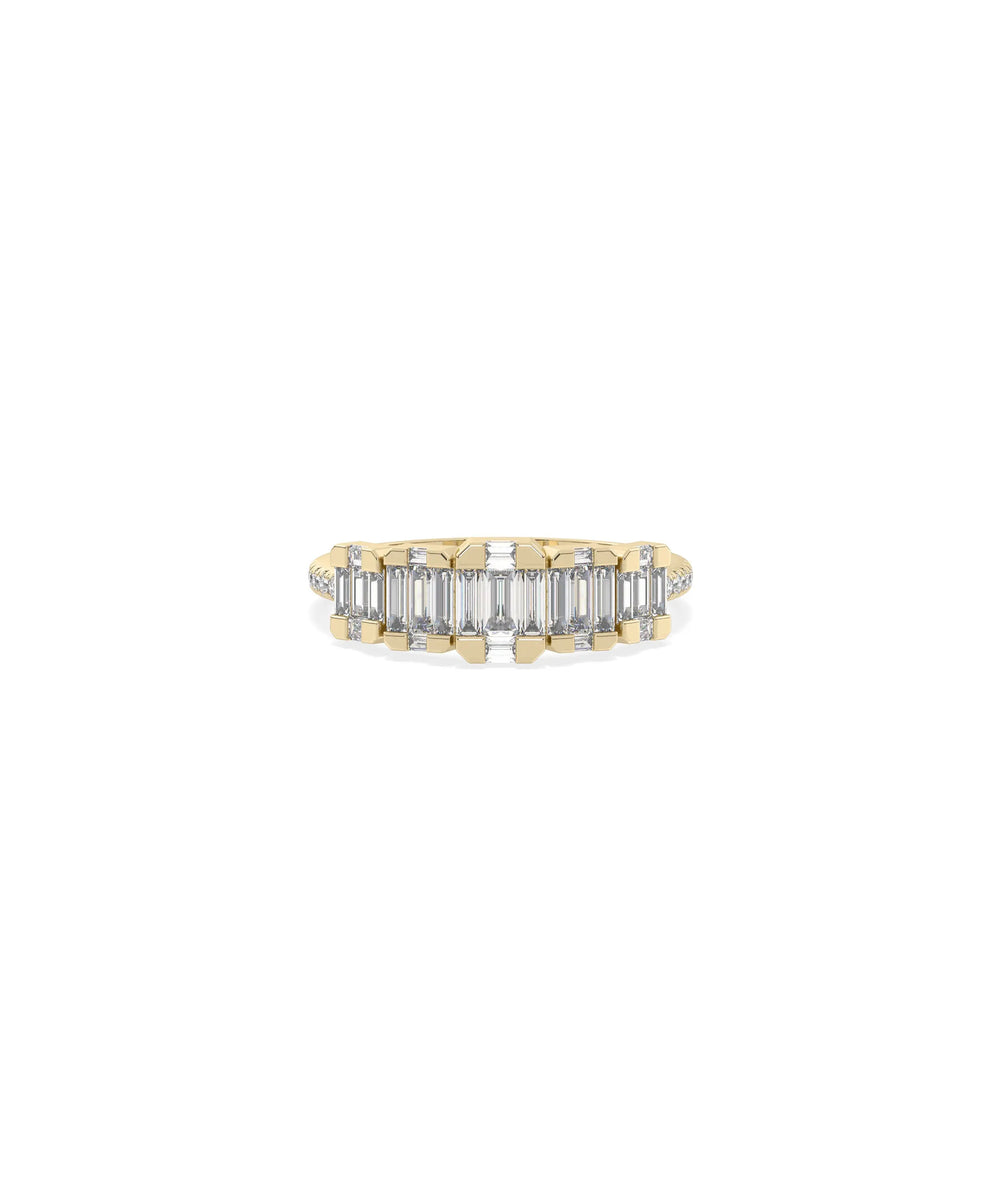 Diamond Illusion Set Band Ring in yellow gold with mixed-cut illusion diamonds