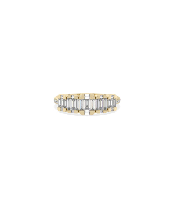 Diamond Illusion Set Band Ring in yellow gold with mixed-cut illusion diamonds