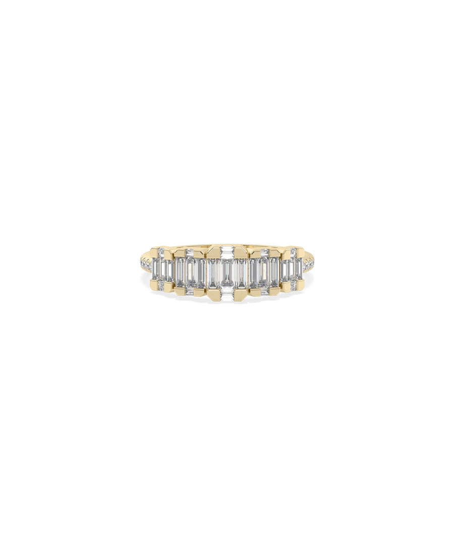 Diamond Illusion Set Band Ring in yellow gold with mixed-cut illusion diamonds