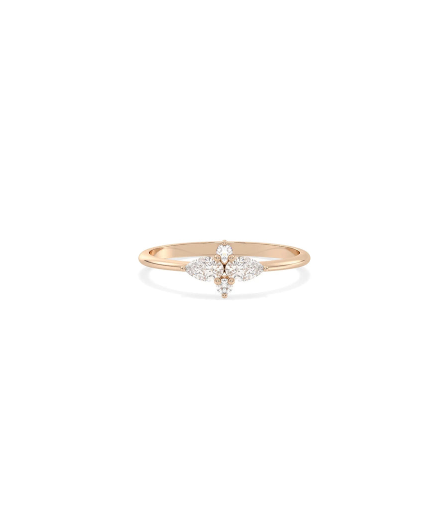 Rose gold Diamond Solitaire Cluster Ring with center diamond and cluster accents