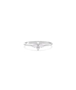 Diamond Solitaire Cluster Ring in white gold featuring brilliant solitaire with halo