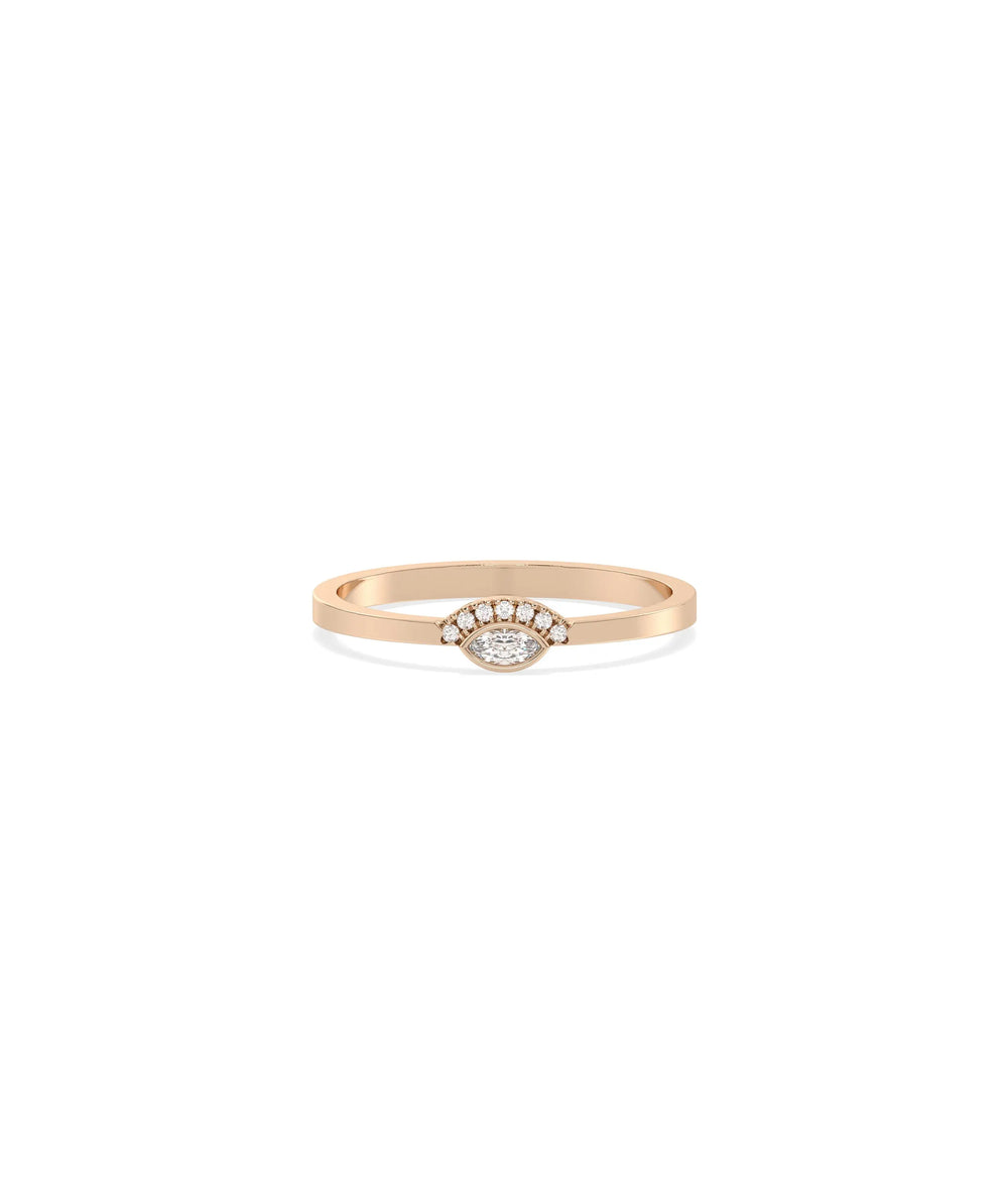 Rose gold Evil Eye Diamond Band Ring with meaningful evil eye and diamond sparkle