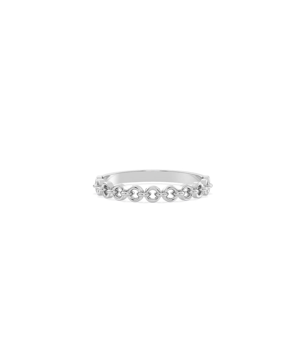 Gold Circle Link Band Ring white gold with stylish contemporary sophistication