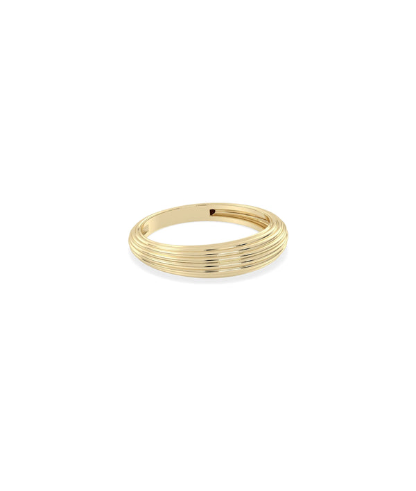 Fluted Gold Dome Band Ring side profile displaying comfortable domed shape alternate view