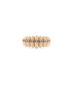 Rose gold graduating ring featuring fluted detailing and comfortable fit