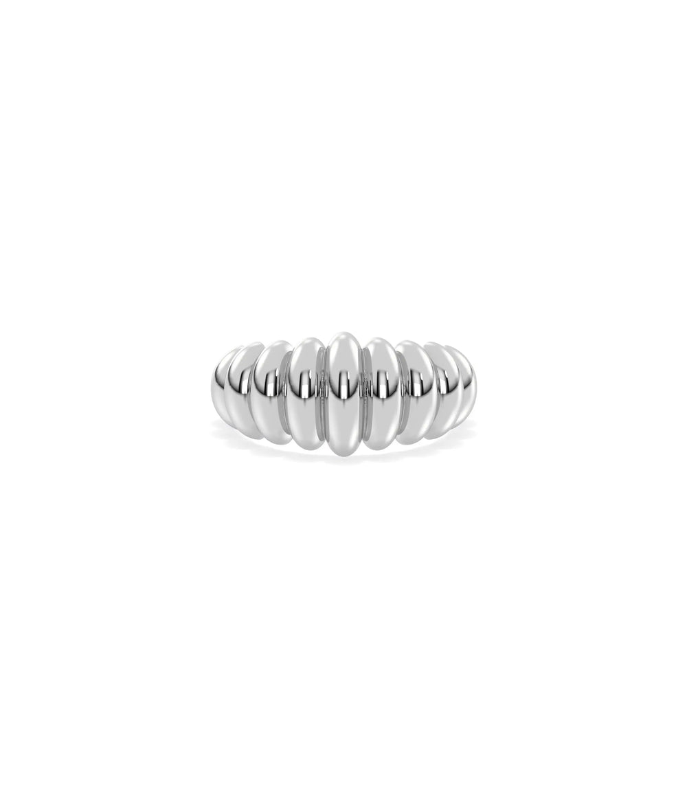 Fluted Graduating Gold Band Ring white gold with sophisticated groove texture