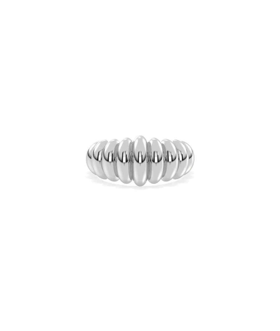 Fluted Graduating Gold Band Ring white gold with sophisticated groove texture