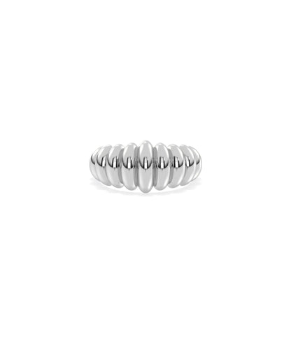 Fluted Graduating Gold Band Ring white gold with sophisticated groove texture