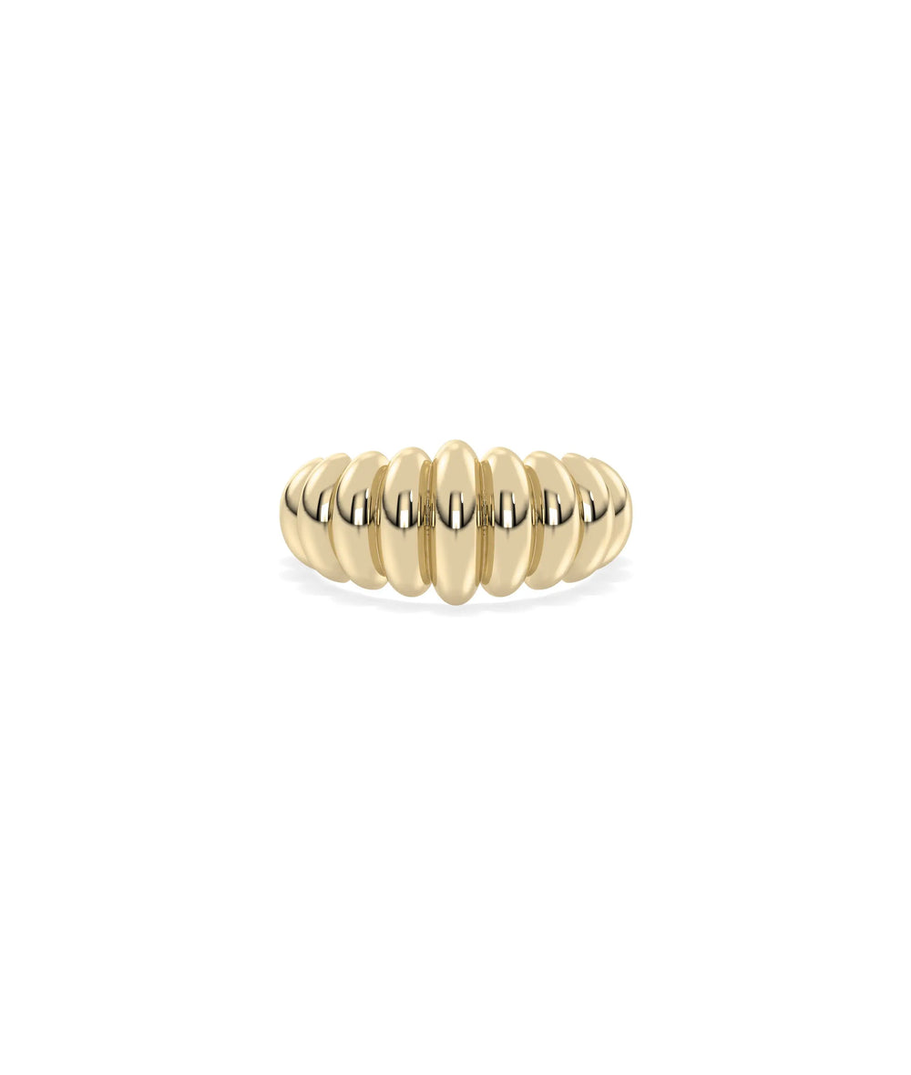 Fluted Graduating Gold Band Ring yellow gold showcasing tapered width design
