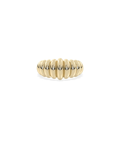 Fluted Graduating Gold Band Ring yellow gold showcasing tapered width design