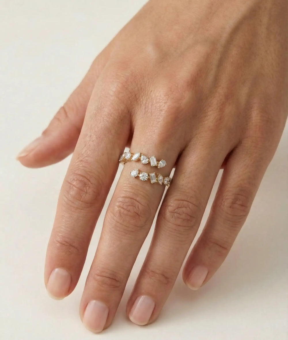 Multi-Shape Diamond Bypass Ring