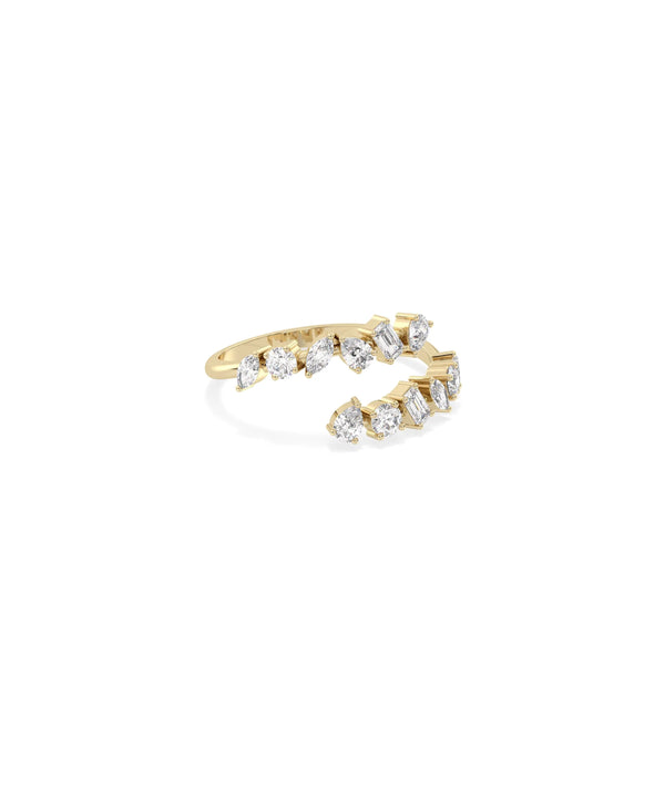 Side view of Multi Shape Diamond Bypass Ring showing bypass architecture and varied diamonds alternate view