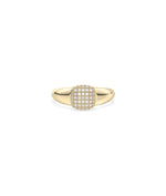 Diamond Pave Cushion Signet Ring in yellow gold with pave-covered cushion face
