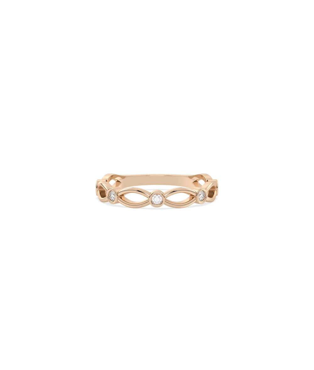 Diamond Station Arch Band Ring - 79e | Everyday 14K Gold Jewelry