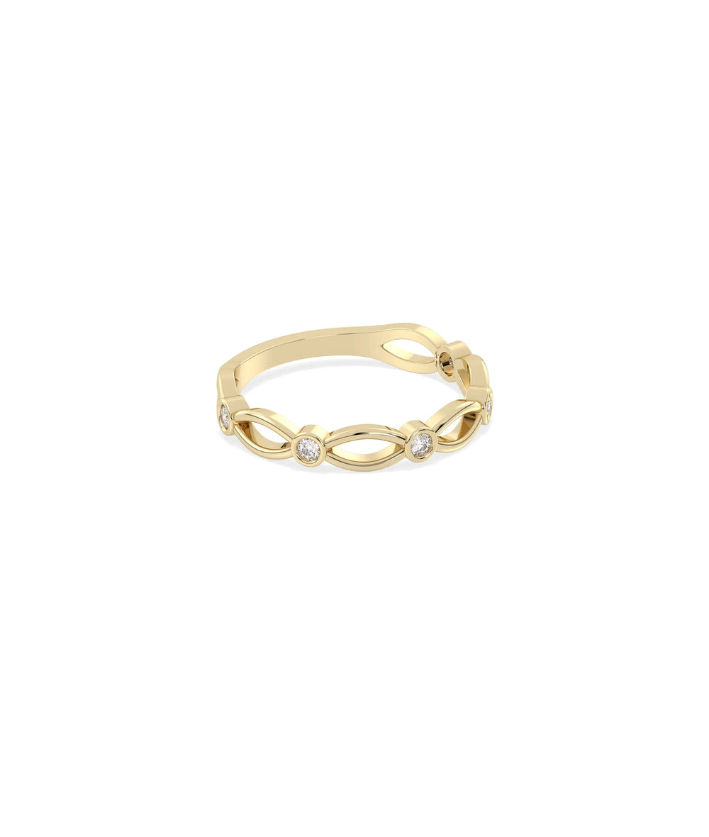 Diamond Station Arch Band Ring - 79e | Everyday 14K Gold Jewelry