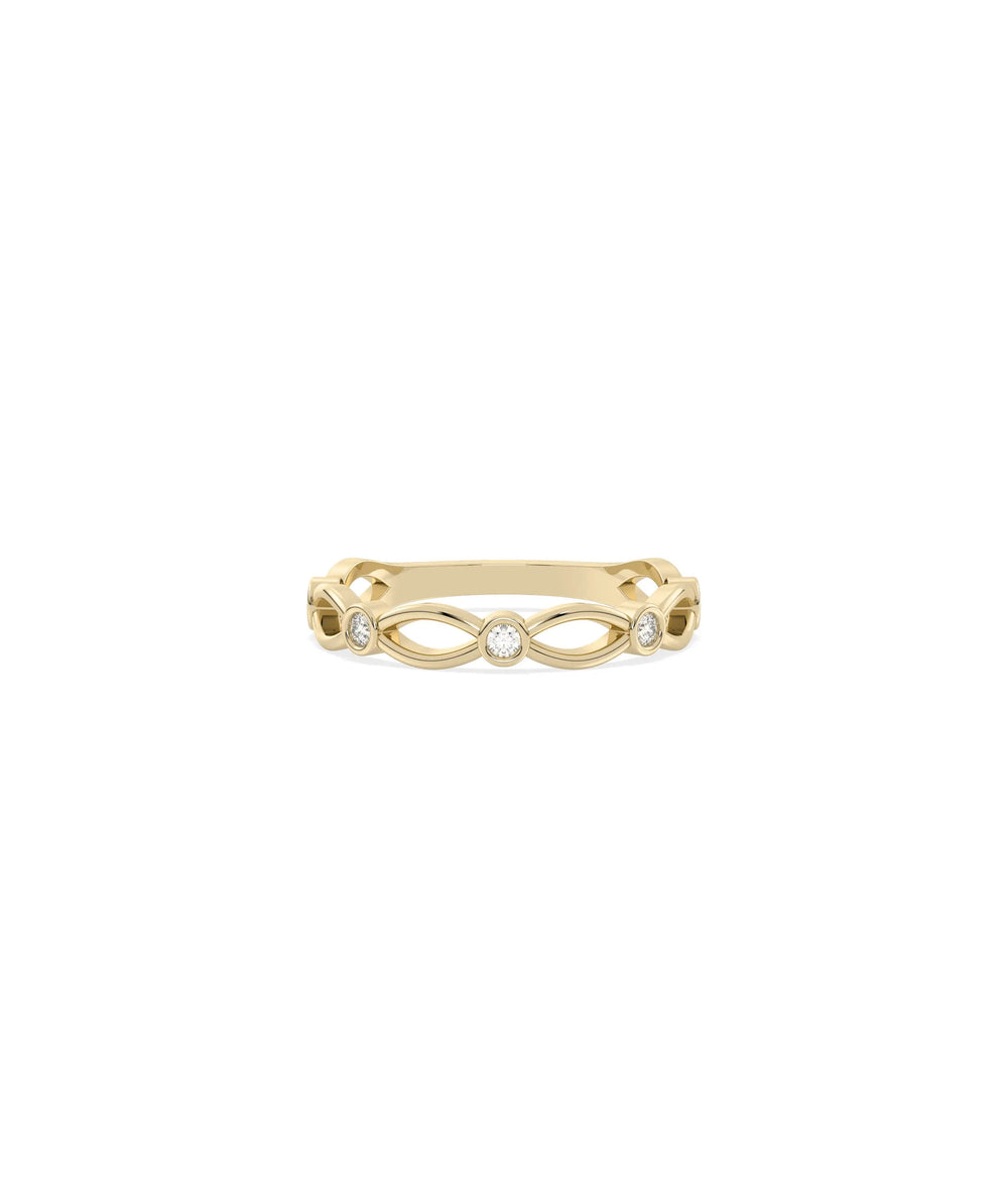 Diamond Station Arch Band Ring - 79e | Everyday 14K Gold Jewelry