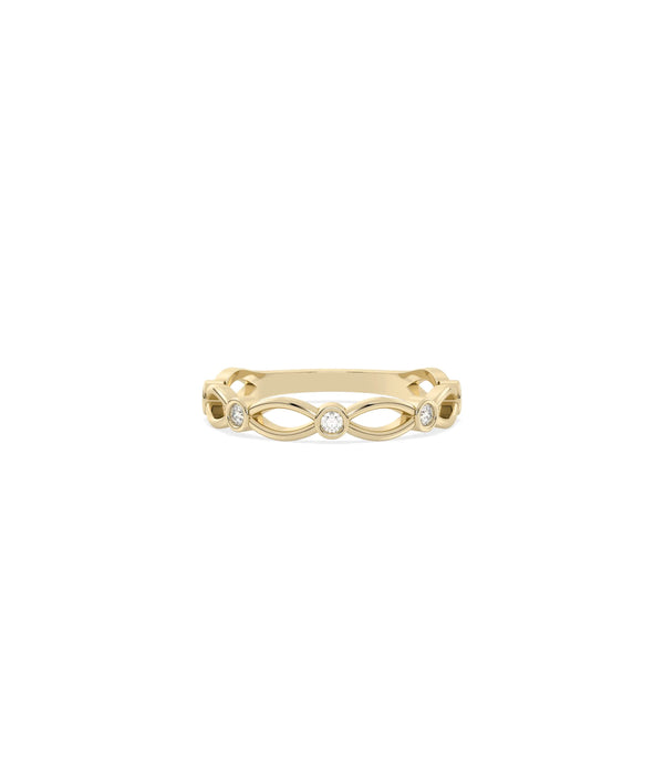 Diamond Station Arch Band Ring - 79e | Everyday 14K Gold Jewelry