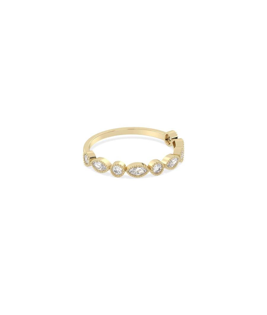 Round Marquise Diamond Station Band Ring - 79e | Everyday 14K Gold Jewelry