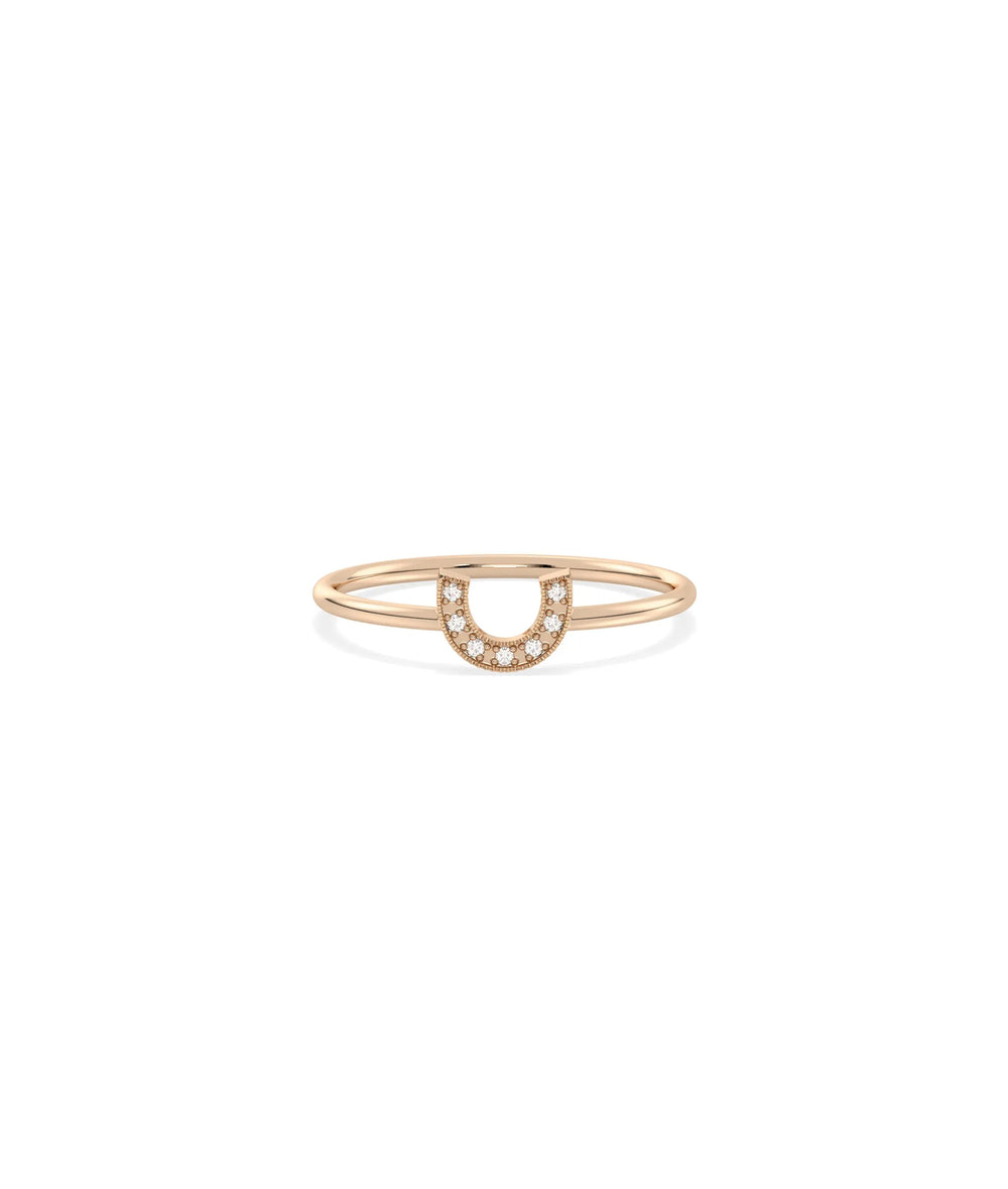 Horse Shoe Diamond Ring - 79e | Everyday 14K Gold Jewelry