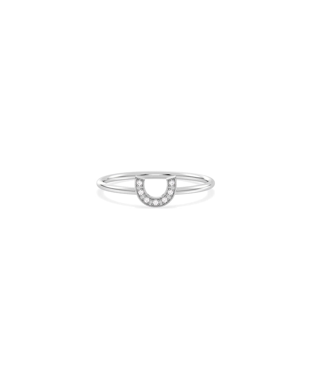 Horse Shoe Diamond Ring - 79e | Everyday 14K Gold Jewelry
