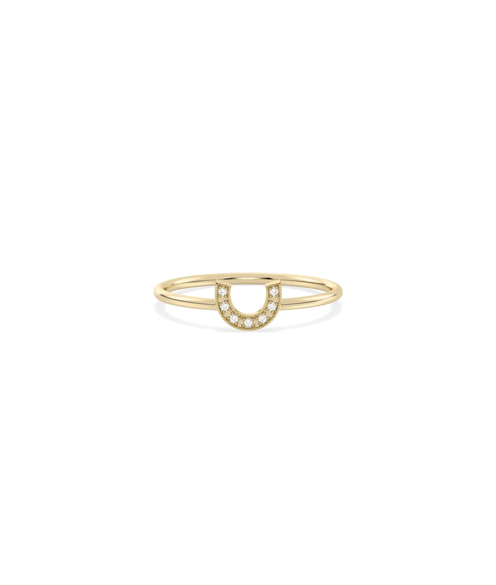 Horse Shoe Diamond Ring - 79e | Everyday 14K Gold Jewelry