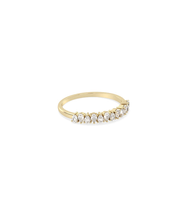 Side view of Diamond Pear Shape Cluster Ring showing 3.3mm width and cluster detail alternate view