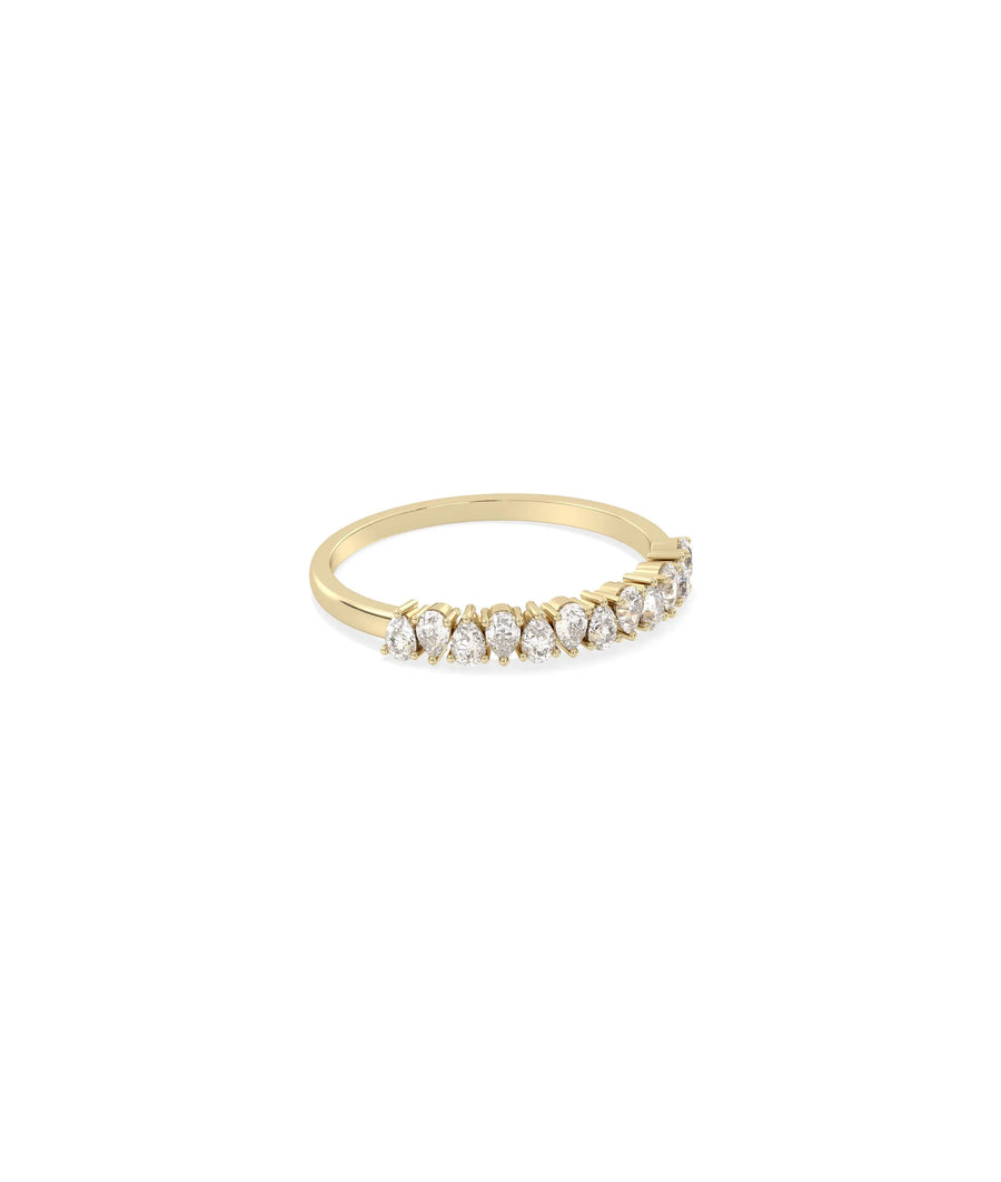 Side view of Diamond Pear Shape Cluster Ring showing 3.3mm width and cluster detail
