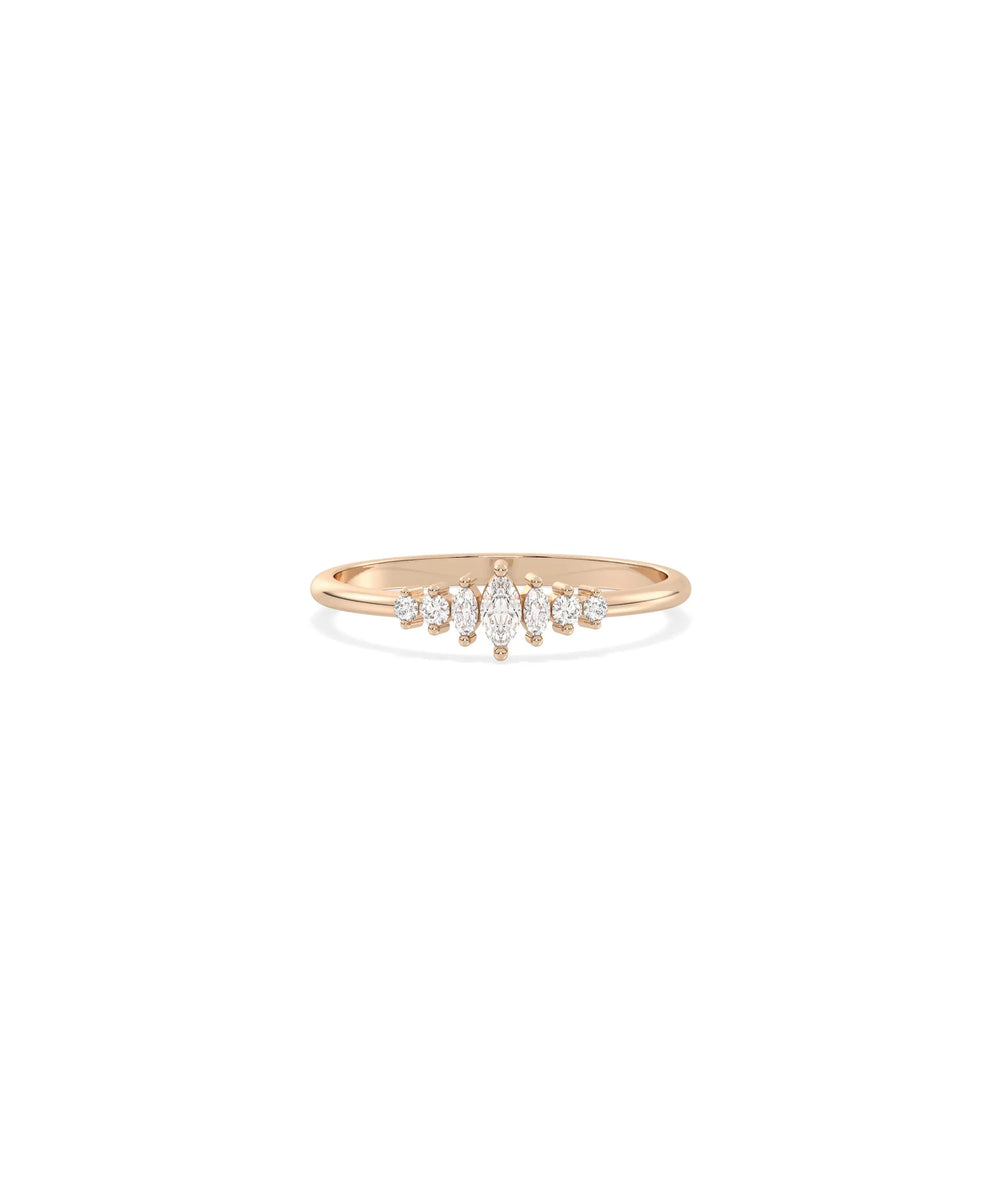 Rose gold Diamond Multi Shape Graduating Band Ring featuring graduated diamond flow