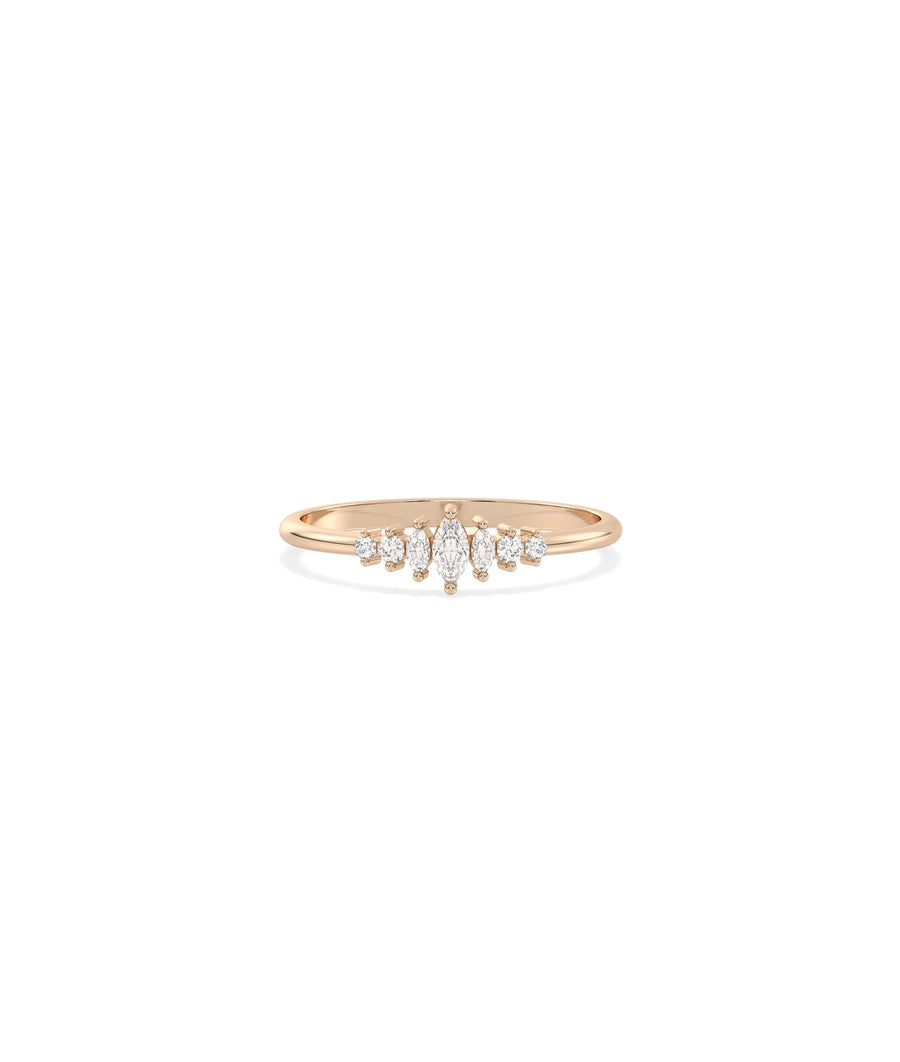 Rose gold Diamond Multi Shape Graduating Band Ring featuring graduated diamond flow