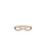 Rose gold Criss Cross Diamond Ring with bold intersecting band sparkle
