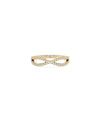 Criss Cross Diamond Ring in yellow gold with X-shaped interlocking diamond bands