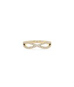 Criss Cross Diamond Ring in yellow gold with X-shaped interlocking diamond bands