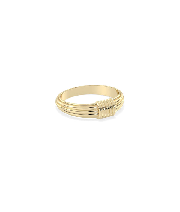 Ruffle band ring side view displaying 6mm width and dimensional detailing alternate view