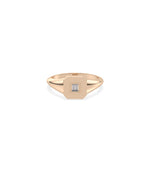 Rose gold Diamond Baguette Cluster Emerald Shape Signet Ring with Art Deco baguettes