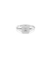Diamond Baguette Cluster Emerald Shape Signet Ring in white gold with geometric signet face