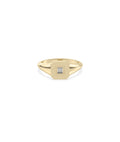 Diamond Baguette Cluster Emerald-Shaped Signet Ring